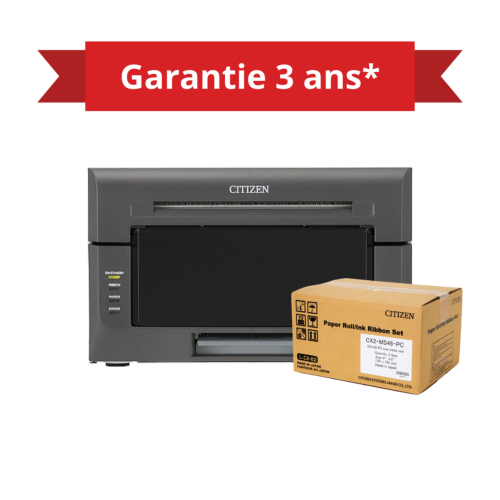 IMPRIMANTE À SUBLIMATION THERMIQUE CITIZEN CX-02 + 1 CARTON 10x15 + 3ANS GARANTIE
