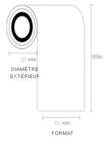 ETIQUETTES NON ADHESIVES EN LINEAIRE 51MM X 88M mandrin 40mm